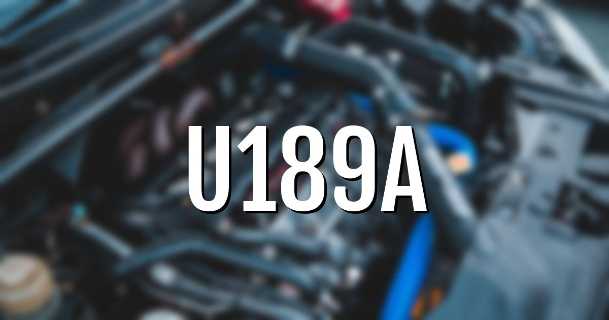 u189a error fault code explained