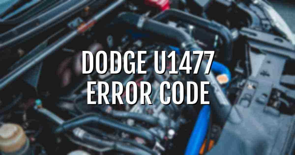Dodge u1477 error fault code explained